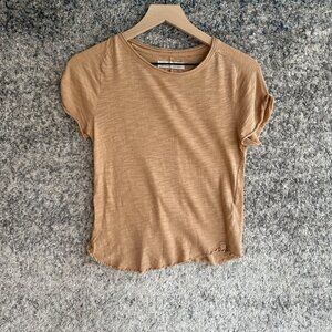 We The Free Shirt Womens‎ Small Brown Tan Short Sleeve Raw Hem Urban Outfitters